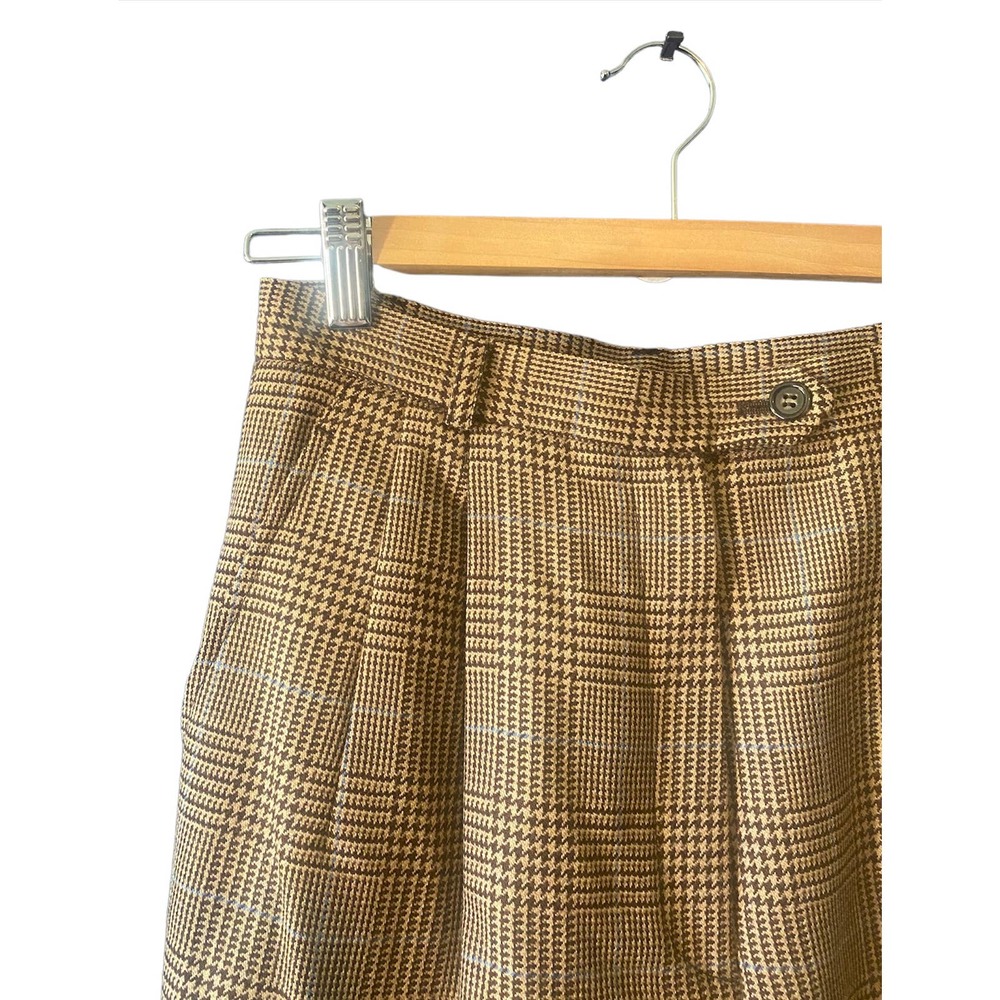 Talbots | Vintage 100% Wool Brown Plaid High Rise Pleated Pants | Size 4